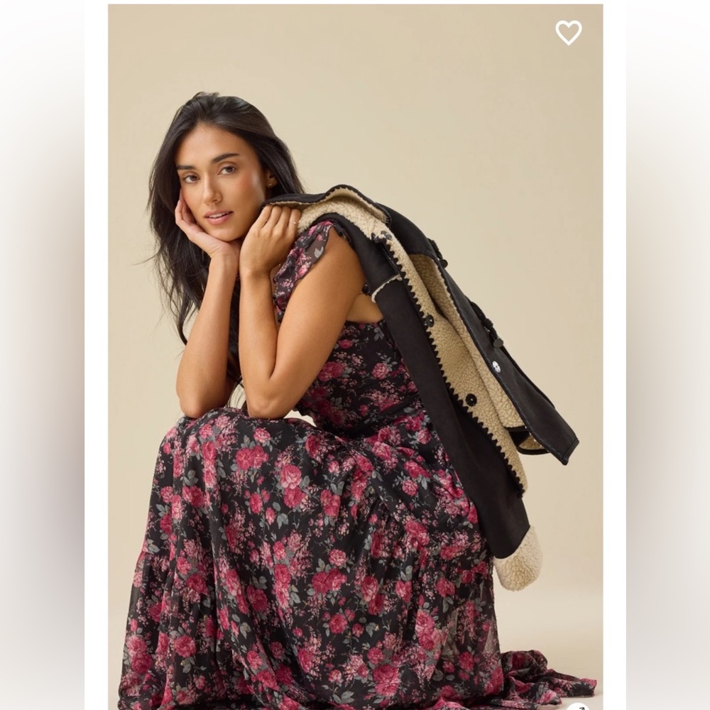 NWT Altar'd State Anthropology Maxi Dress Pink Black Floral Print women’s XXS - Picture 3 of 13